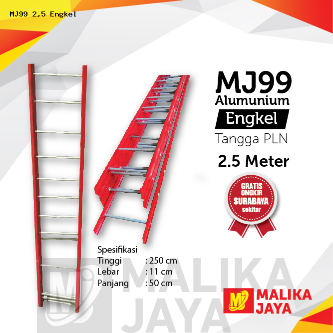 Tangga PLN Alumunium Merk MJ99 2'5E  Ukuran 2,5 Meter Engkel / Single
